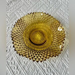 Vintage Amber Depression Era Glass Scalloped Trinket/Candy Dish